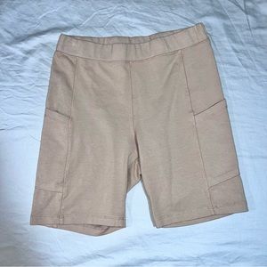 NEW Monrow Beige Biker Shorts w/ Pockets Soft Latte Monrow
